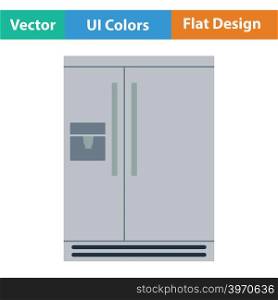 Wide refrigerator icon. Flat design. Vector illustration.