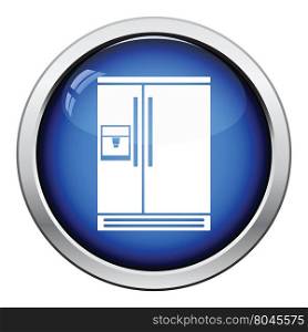Wide refrigerator icon. Glossy button design. Vector illustration.