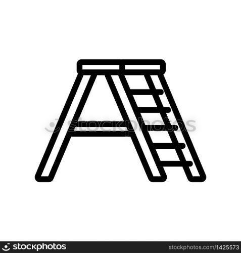 wide staircase with large platform upstairs icon vector. wide staircase with large platform upstairs sign. isolated contour symbol illustration. wide staircase with large platform upstairs icon vector outline illustration