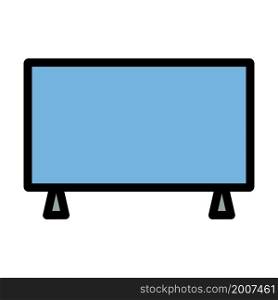 Wide Tv Icon. Editable Bold Outline With Color Fill Design. Vector Illustration.