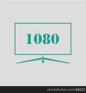 Wide tv icon. Gray background with green. Vector illustration.