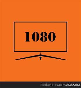 Wide tv icon. Orange background with black. Vector illustration.