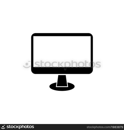 Widescreen Computer Monitor, Monoblock. Flat Vector Icon illustration. Simple black symbol on white background. Widescreen Computer Monitor Monoblock sign design template for web and mobile UI element. Widescreen Computer Monitor, Monoblock Flat Vector Icon