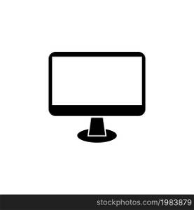 Widescreen Computer Monitor, Monoblock. Flat Vector Icon illustration. Simple black symbol on white background. Widescreen Computer Monitor Monoblock sign design template for web and mobile UI element. Widescreen Computer Monitor, Monoblock Flat Vector Icon