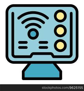 Wifi data food icon outline vector. Smart app. Computer robot color flat. Wifi data food icon vector flat