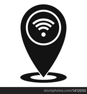 Wifi gps pin icon. Simple illustration of wifi gps pin vector icon for web design isolated on white background. Wifi gps pin icon, simple style