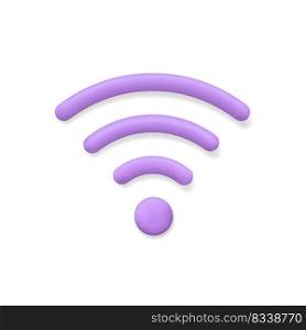 Wifi icon. 3d wifi icon. Symbol of wireless. Wi fi signal. Sign of internet. Network for mobile phone, computer, modem and hotspot. Free connect to network. Vector.