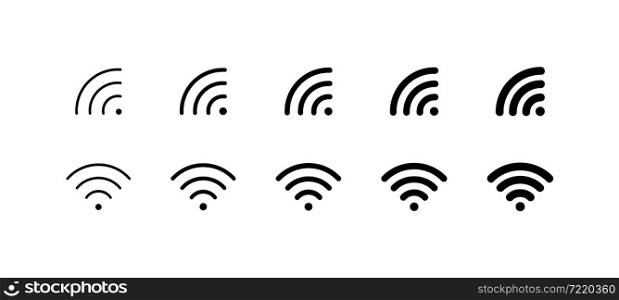 Wifi icon. Internet signal symbol. Wi-fi sign set in vector flat style.
