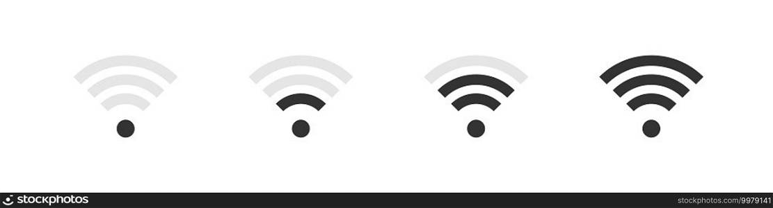 WIFI icons. Signs Wifi. Wireless internet signs isolated on white background. Vector illustration