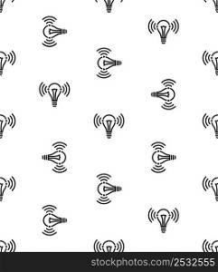 Wifi Led Bulb Icon Seamless Pattern, Li-Fi Internet, Light Fidelity Wireless Communication Technology Vector Art Illustration