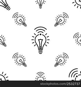 Wifi Led Bulb Icon Seamless Pattern, Li-Fi Internet, Light Fidelity Wireless Communication Technology Vector Art Illustration