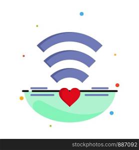 Wifi, Love, Wedding, Heart Abstract Flat Color Icon Template