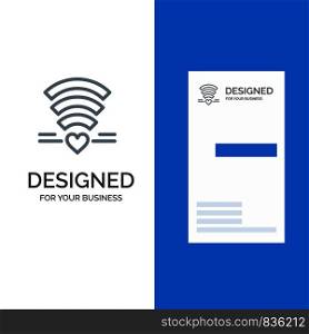 Wifi, Love, Wedding, Heart Grey Logo Design and Business Card Template