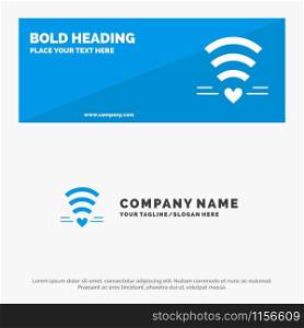 Wifi, Love, Wedding, Heart SOlid Icon Website Banner and Business Logo Template