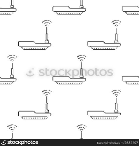 Wifi Modem Icon Seamless Pattern, Router Internet Network Hardware Vector Art Illustration