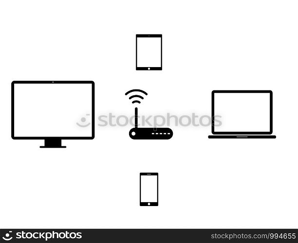 Wifi router and your devices icons. Vector