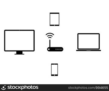 Wifi router and your devices icons. Vector