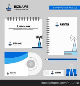Wifi router Logo, Calendar Template, CD Cover, Diary and USB Brand Stationary Package Design Vector Template