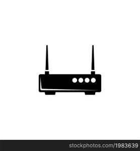 WiFi Router, Network Modem. Flat Vector Icon illustration. Simple black symbol on white background. WiFi Router, Network Modem sign design template for web and mobile UI element. WiFi Router, Network Modem Flat Vector Icon
