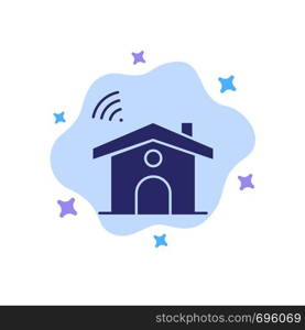 Wifi, Service, Signal, House Blue Icon on Abstract Cloud Background