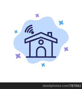 Wifi, Service, Signal, House Blue Icon on Abstract Cloud Background