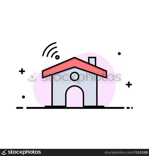 Wifi, Service, Signal, House Business Logo Template. Flat Color