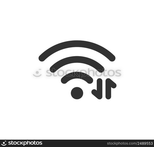 Wifi symbol and arrows icon. Exchanging data via Wi Fi. Wireless internet signal. Vector illustration isolated on white background.. Wifi symbol and arrows icon. Exchanging data via Wi Fi. Wireless internet signal. Vector illustration isolated on white background