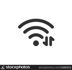 Wifi symbol and arrows icon. Exchanging data via Wi Fi. Wireless internet signal. Vector illustration isolated on white background.. Wifi symbol and arrows icon. Exchanging data via Wi Fi. Wireless internet signal. Vector illustration isolated on white background