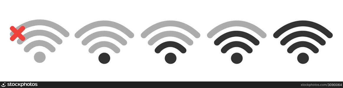 Wifi Wireless Lan Internet Signal Flat Icons For Apps Or Websites - Isolated On white Background. Wifi Wireless Lan Internet Signal Flat Icons For Apps Or Websites - Isolated On white
