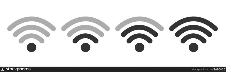 Wifi Wireless W Lan Internet Signal Flat Icons For Apps Or Websites - Isolated On white Background. Wifi Wireless W lan Internet Signal Flat Icons For Apps Or Websites - Isolated On white