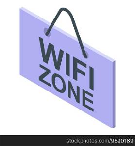 Wifi zone banner icon. Isometric of wifi zone banner vector icon for web design isolated on white background. Wifi zone banner icon, isometric style