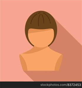 Wig icon flat vector. Hair style. Long fashion. Wig icon flat vector. Hair style
