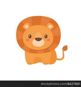Wild animal cartoons. cute lion king vector elements for children