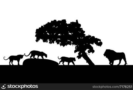 Wild animals black silhouettes, Vector illustration isolated on white
