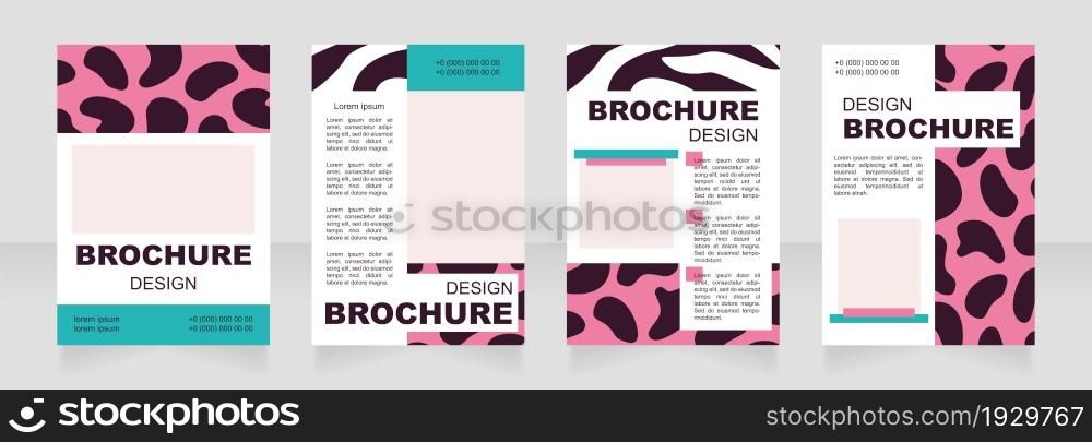 Wild animals blank brochure layout design. Zebra stripes. Vertical poster template set with empty copy space for text. Premade corporate reports collection. Editable flyer paper pages. Wild animals blank brochure layout design