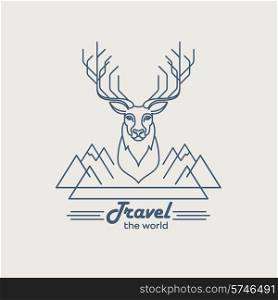 Wild animals. Flat line illustration. Logo design