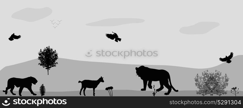 Wild Animals on the Prowl. Vector Illustration. EPS10. Wild Animals on the Prowl. Vector Illustration.