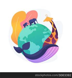Wild animals protection abstract concept vector illustration. Wildlife preservation, biodiversity protection, save wild animals, population control, prevent species extinction abstract metaphor.. Wild animals protection abstract concept vector illustration.