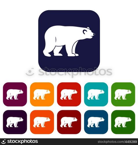 Wild bear icons set vector illustration in flat style In colors red, blue, green and other. Wild bear icons set flat