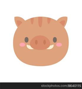 Wild boar vector. cute animal face design for kids.