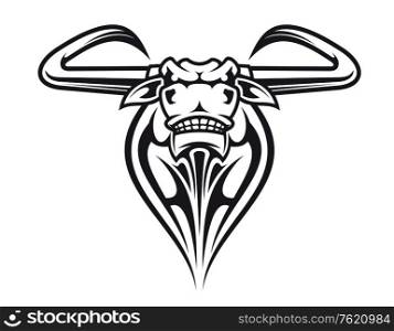 Wild buffalo bull head for mascot or tattoo design