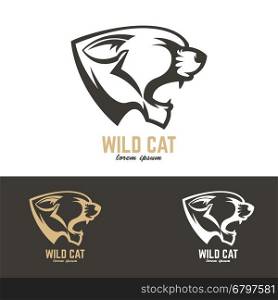 wild cat. Vector design element for logo, label, emblem, sign, badge.