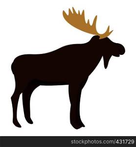 Wild elk icon flat isolated on white background vector illustration. Wild elk icon isolated