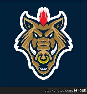 Wild hog or boar head mascot, colored version. Great for sports logos