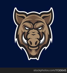 Wild hog or boar head mascot, colored version. Great for sports logos & club mascots.