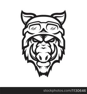 Wild hog or boar head mascot, colored version. Great for sports logos & club mascots.