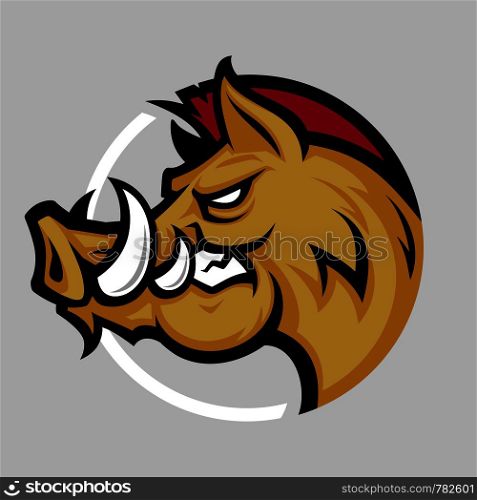 Wild hog or boar head mascot, colored version. Great for sports logos & team mascots.