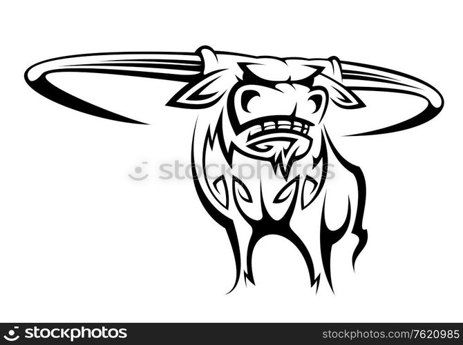 Wild horned buffalo in cartoon style for mascot design