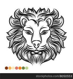 Wild lion coloring page. Wild lion coloring page with colors samples. Vector illustration