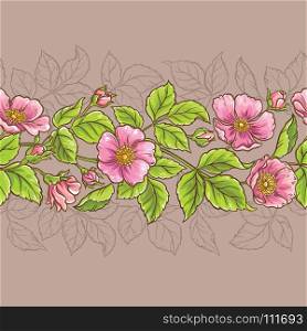 wild rose flowers pattern. wild rose flowers vector pattern on color background